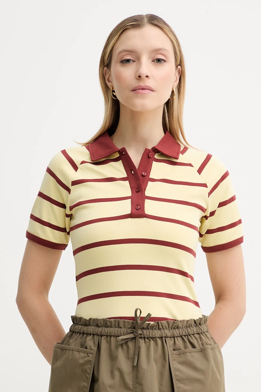Samsoe Samsoe polo de bumbac SAAMY femei, culoarea galben, F25100117