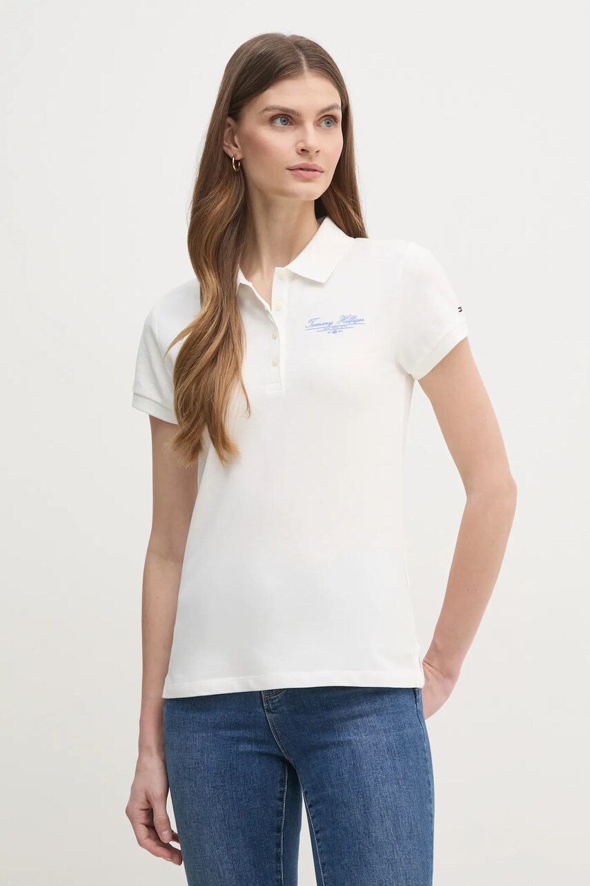 Levně Polo tričko Tommy Hilfiger bílá barva, WW0WW45429