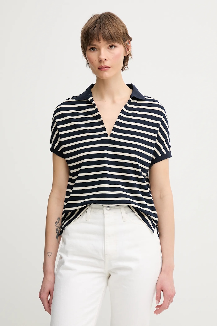 

Тениска с яка Tommy Hilfiger в тъмносиньо WW0WW44512, Тъмносин