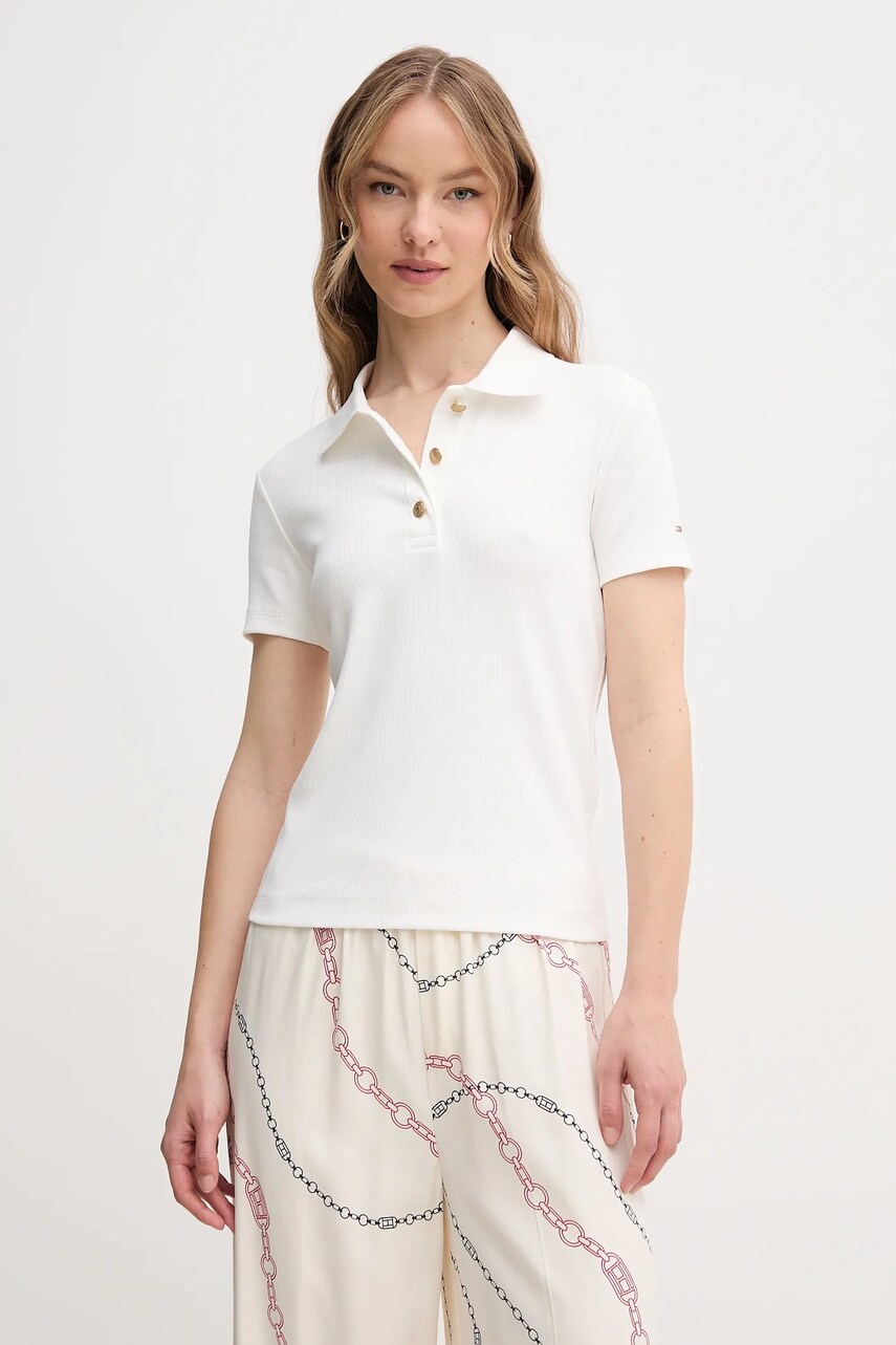 Levně Polo tričko Tommy Hilfiger bílá barva, WW0WW45436
