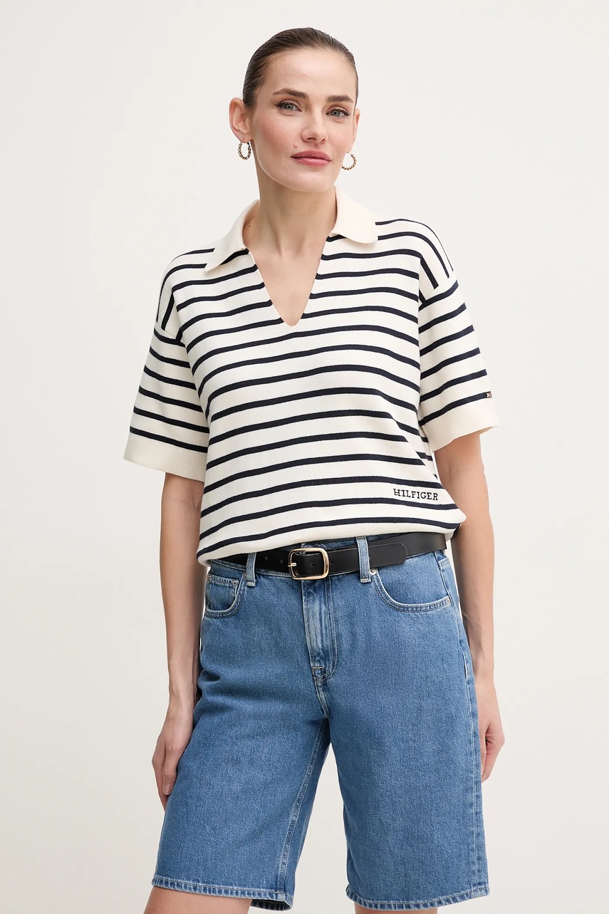 Levně Bavlněný svetr Tommy Hilfiger béžová barva, WW0WW45400