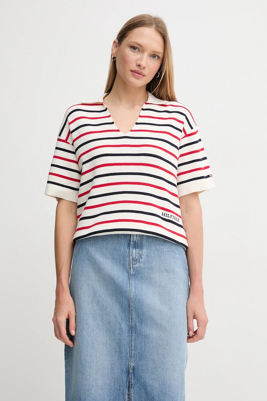 

Памучен пуловер Tommy Hilfiger в бежово WW0WW45400, Бежов