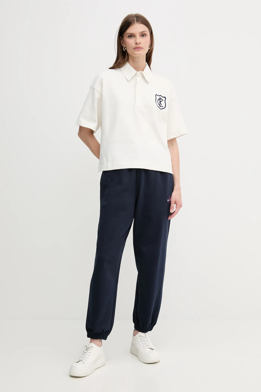 Βαμβακερό μπλουζάκι πόλο Calvin Klein Jeans χρώμα: μπεζ, LV047B209G φωτογραφία