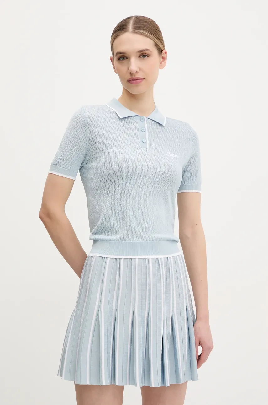 Levně Polo tričko Guess dámské, modrá barva, V5GP00 Z3D60