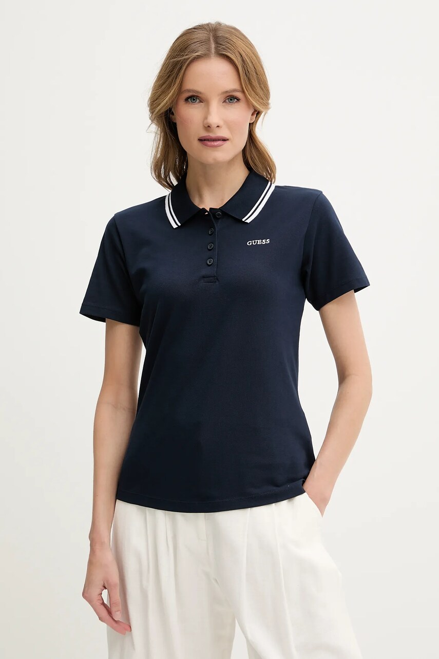 Levně Polo tričko Guess AMARYLLIS dámské, tmavomodrá barva, V5GP06 KCOK1