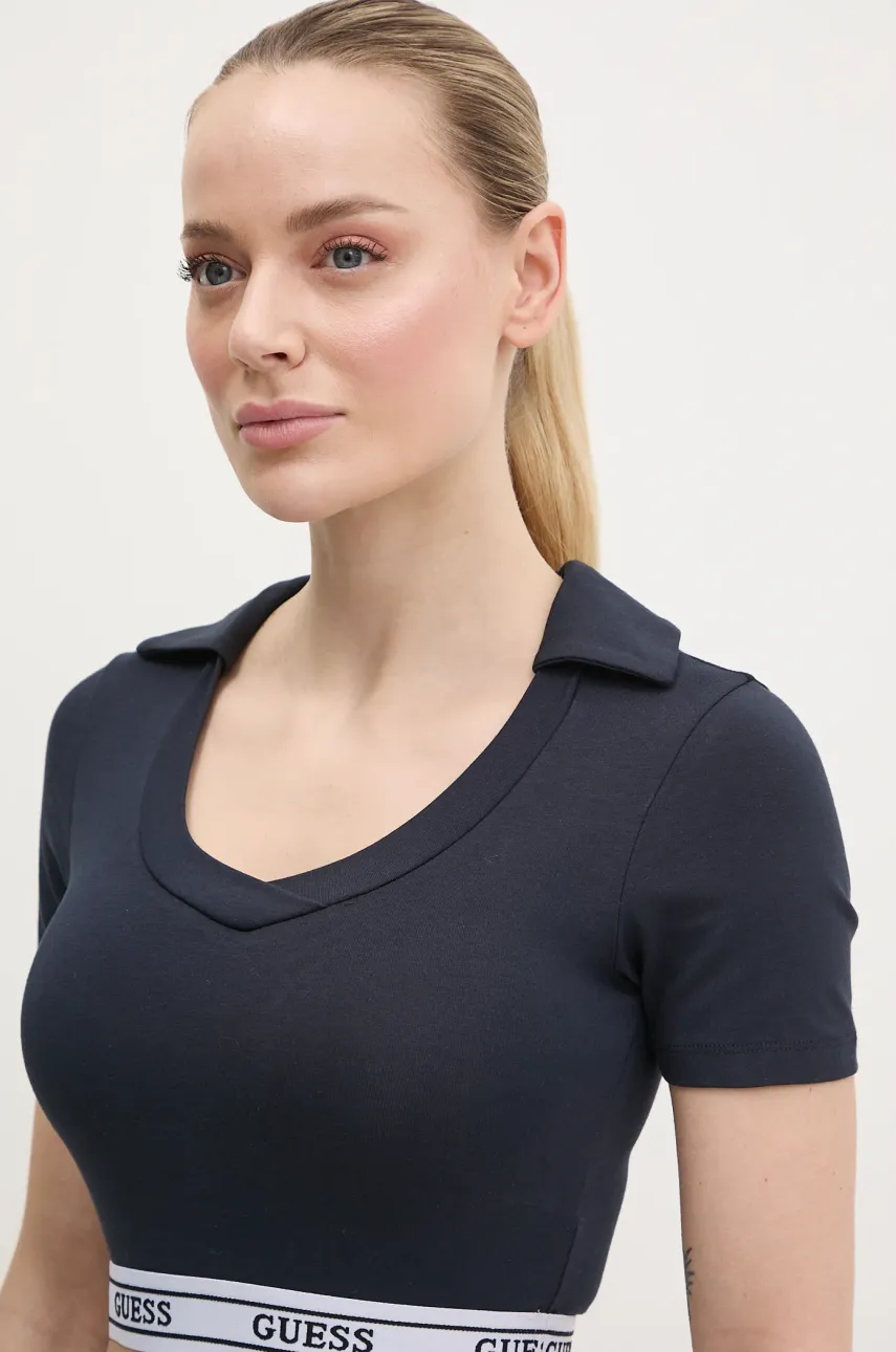 Levně Polo tričko Guess ALINE dámské, tmavomodrá barva, V5GP07 KCSA2