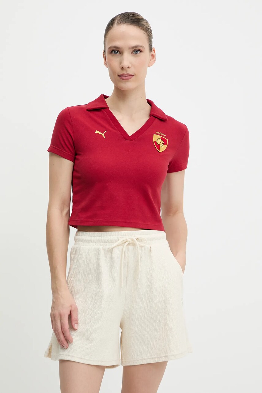 Puma tricou polo PUMA x HARRY POTTER culoarea bordo, 630097