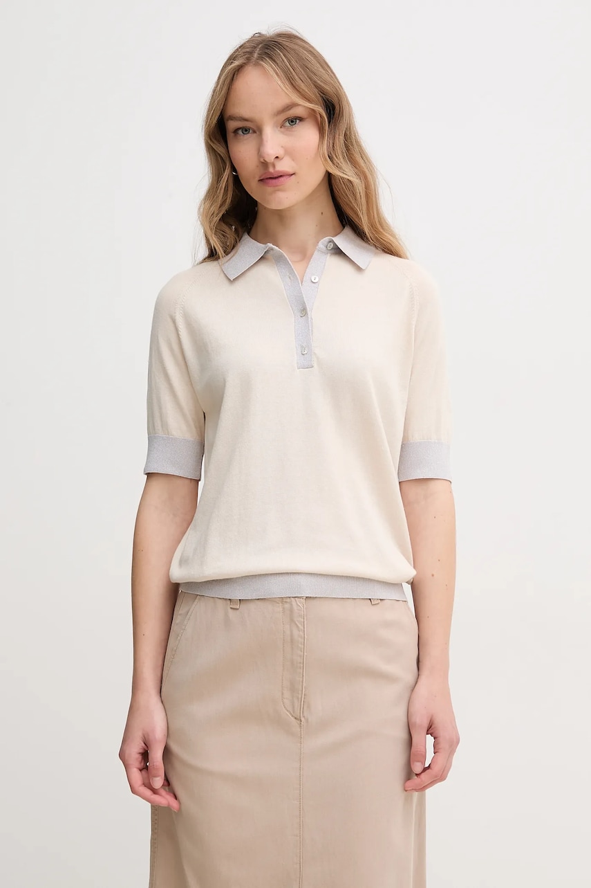 Geox tricou polo femei, culoarea bej, W5570A T3239