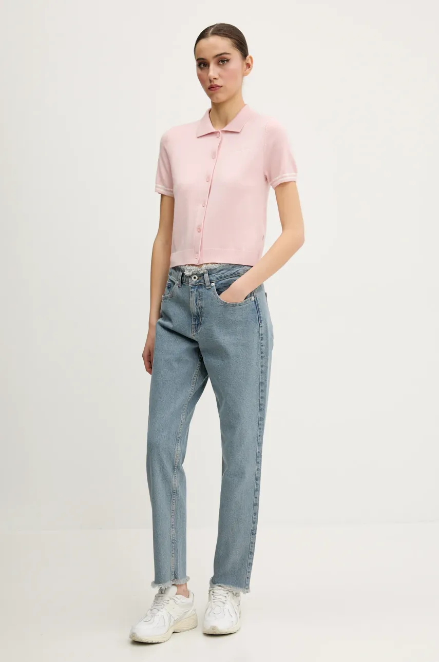 Поло с примесью шерсти Guess Jeans женское цвет розовый W5GR03 Z3HO2 Поло с примесью шерсти Guess Jeans женское цвет розовый W5GR03 Z3HO2