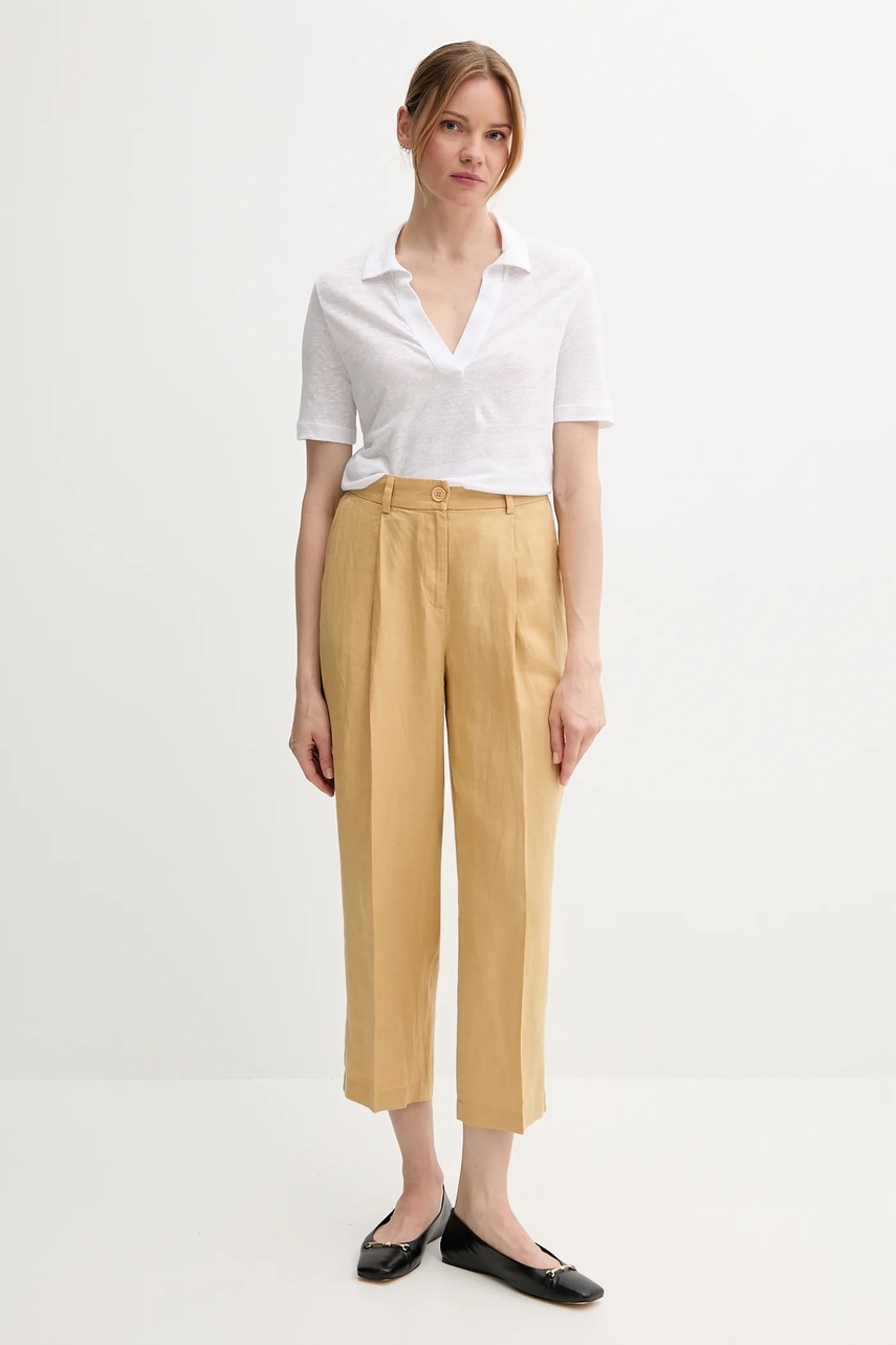 Льняное поло United Colors of Benetton цвет белый 37UJD300Y