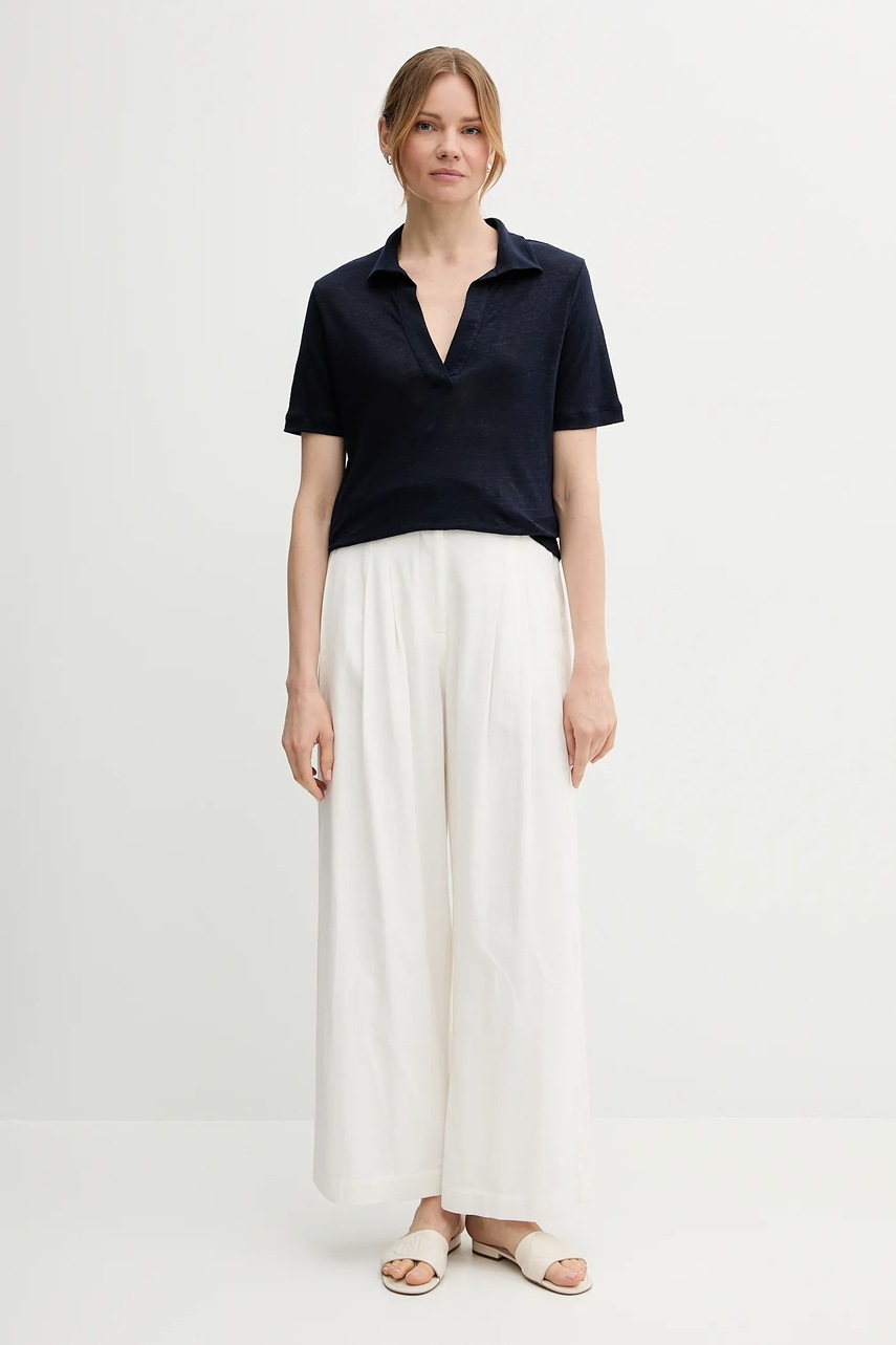 Льняное поло United Colors of Benetton цвет синий 37UJD300Y