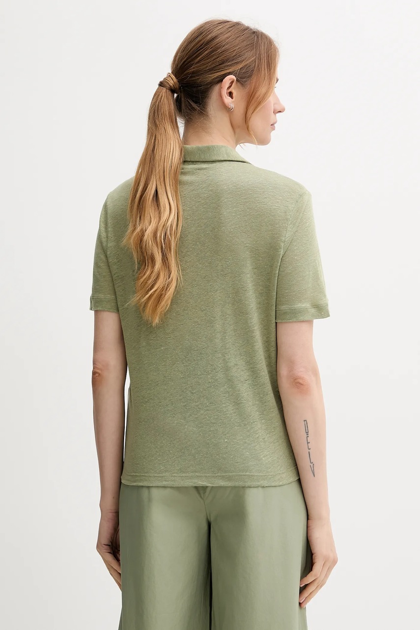 Λινό πόλο United Colors of Benetton χρώμα: πράσινο, 37UJD300Y φωτογραφία