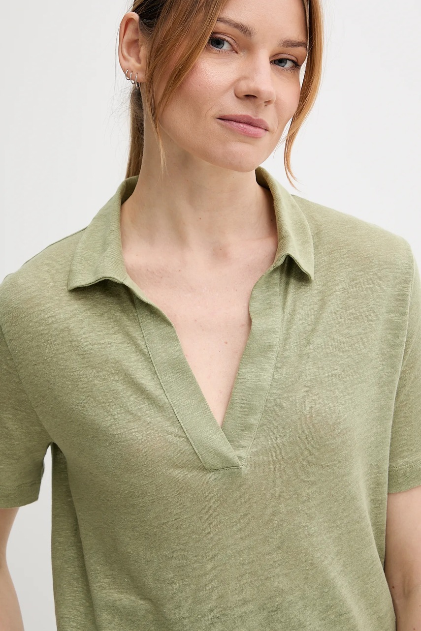 Λινό πόλο United Colors of Benetton χρώμα: πράσινο, 37UJD300Y φωτογραφία