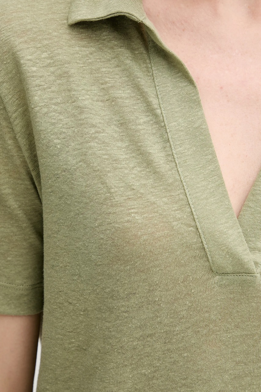 Λινό πόλο United Colors of Benetton χρώμα: πράσινο, 37UJD300Y φωτογραφία