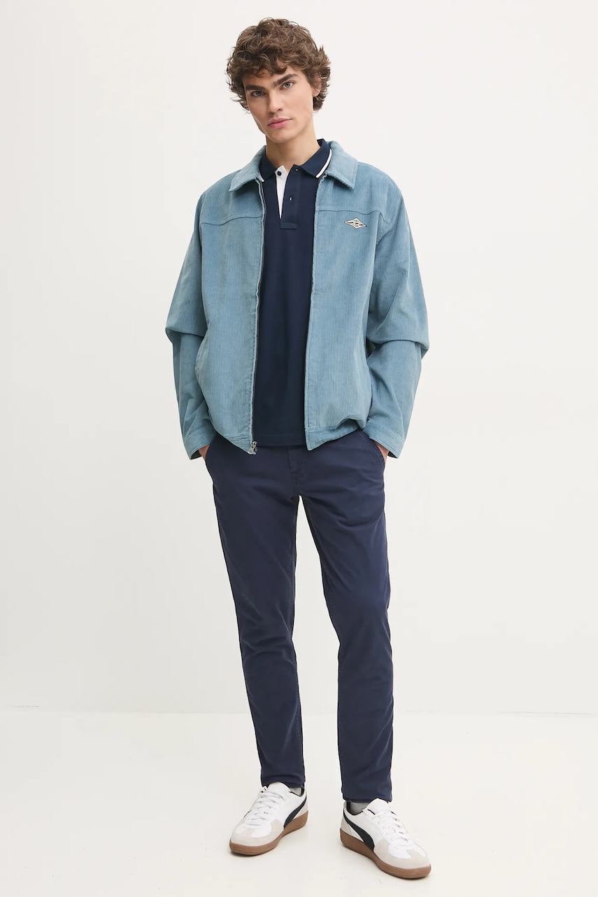 Хлопковое поло Tommy Jeans цвет синий однотонное DM0DM20745 Хлопковое поло Tommy Jeans цвет синий однотонное DM0DM20745