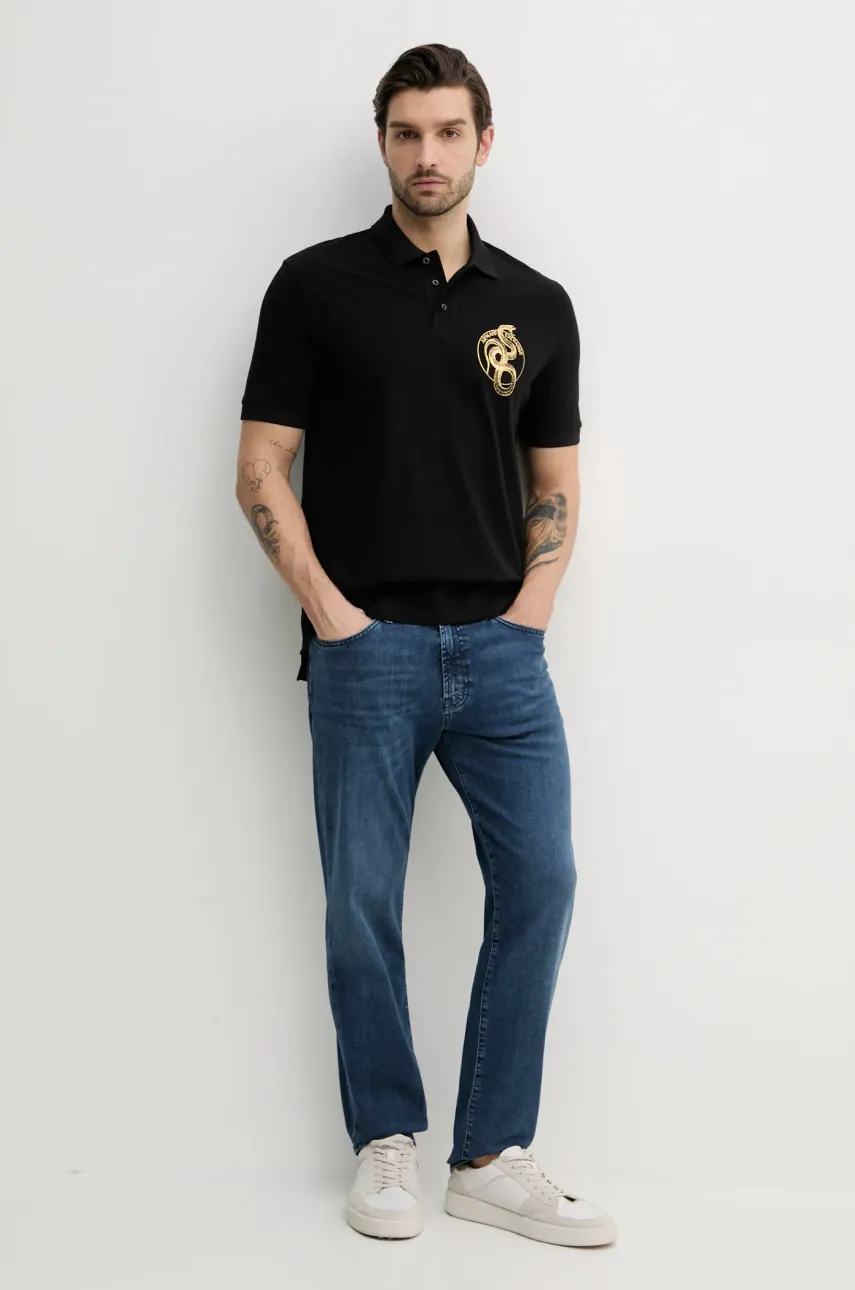 Хлопковое поло Armani Exchange мужское цвет чёрный с принтом XM000215 AF10366 Хлопковое поло Armani Exchange мужское цвет чёрный с принтом XM000215 AF10366