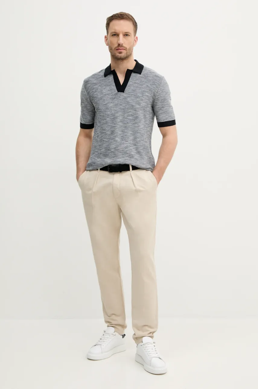Хлопковое поло Armani Exchange мужское цвет синий узорное XM000182 AF11966 Хлопковое поло Armani Exchange мужское цвет синий узорное XM000182 AF11966