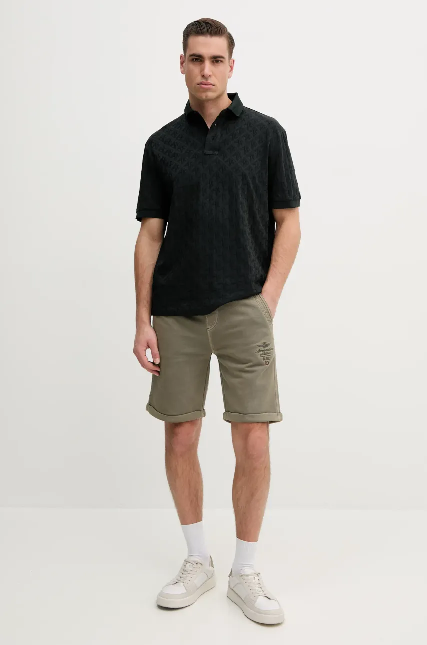 Хлопковое поло Armani Exchange мужское цвет зелёный узорное XM000219 AF10337 Хлопковое поло Armani Exchange мужское цвет зелёный узорное XM000219 AF10337