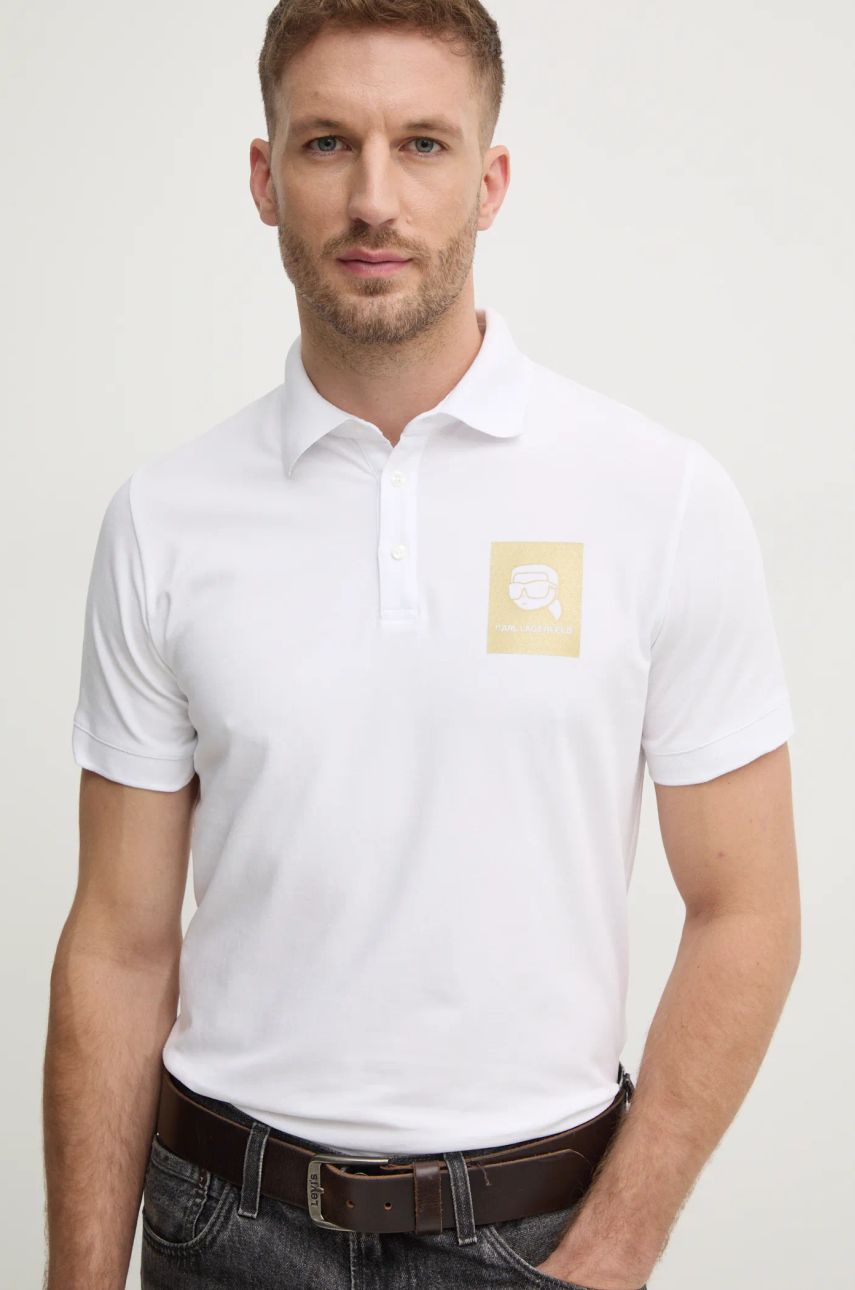 Karl Lagerfeld tricou polo barbati, culoarea alb, cu imprimeu, 745460.551235