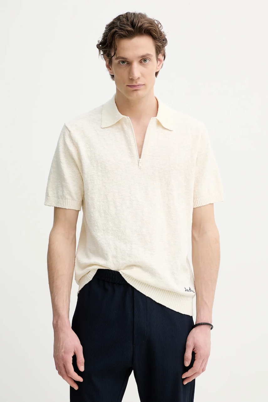Les Deux tricou polo bărbați, culoarea bej, uni, LDM310153 Les Deux tricou polo bărbați, culoarea bej, uni, LDM310153
