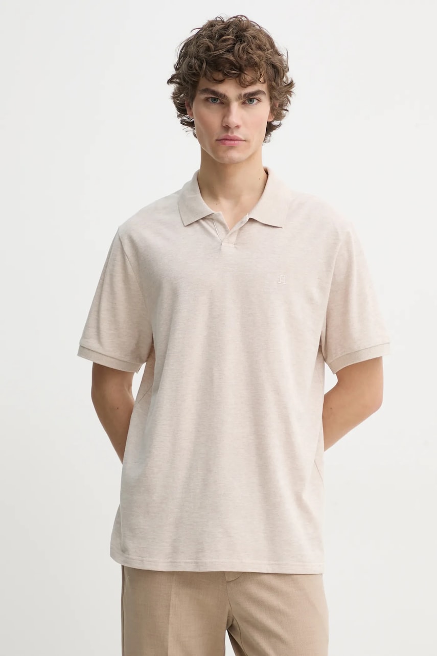 Les Deux polo de bumbac culoarea bej, neted, LDM120010