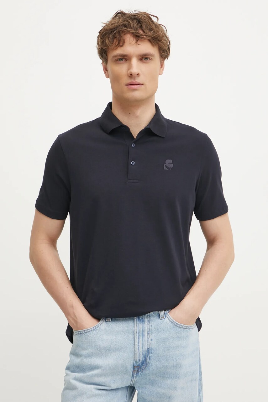 Levně Polo tričko Karl Lagerfeld černá barva, 551221.745750