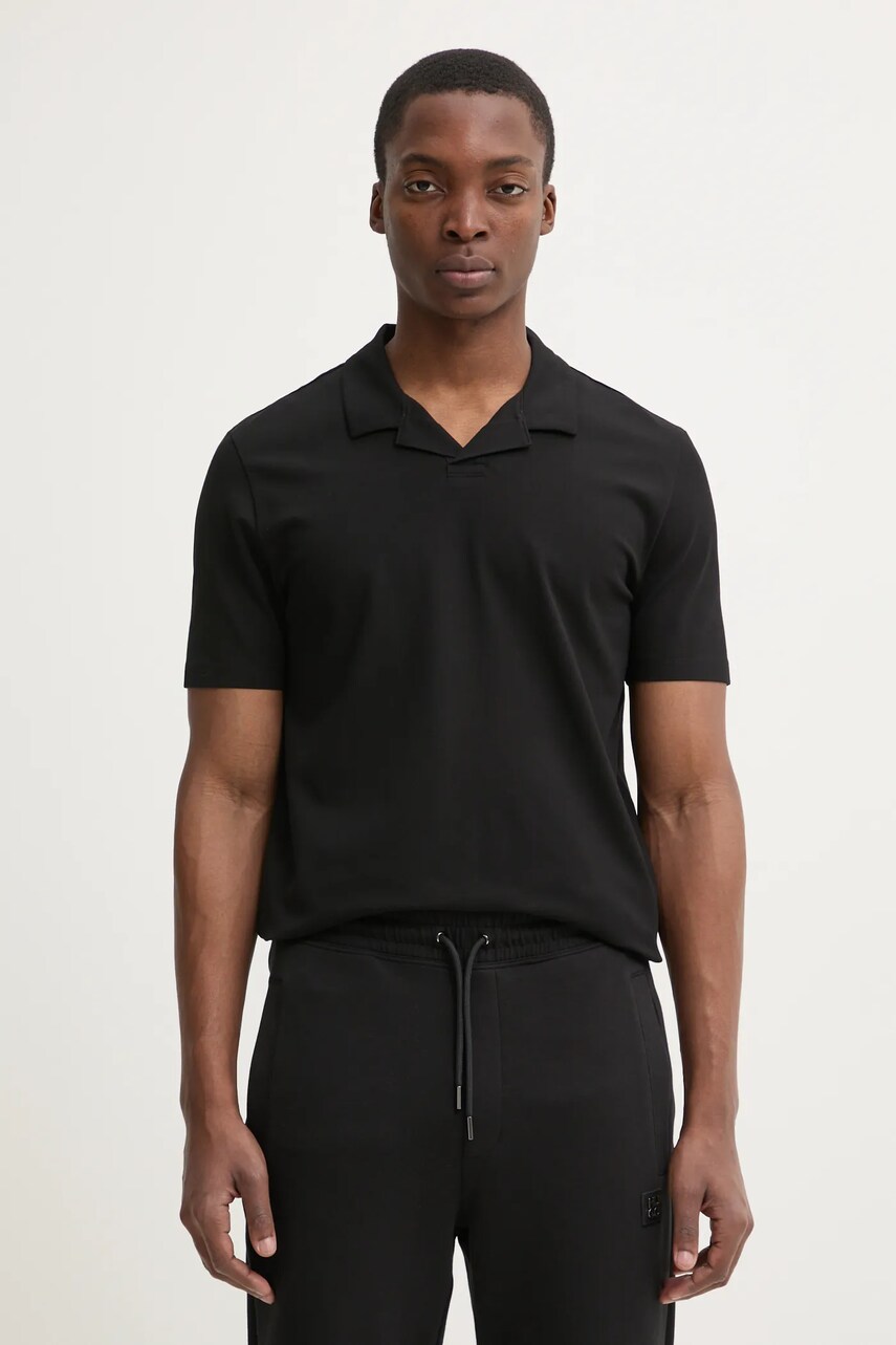 HUGO tricou polo barbati, culoarea negru, neted, 50530169