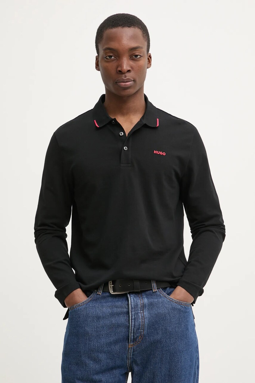 HUGO longsleeve barbati, culoarea negru, neted, 50532067