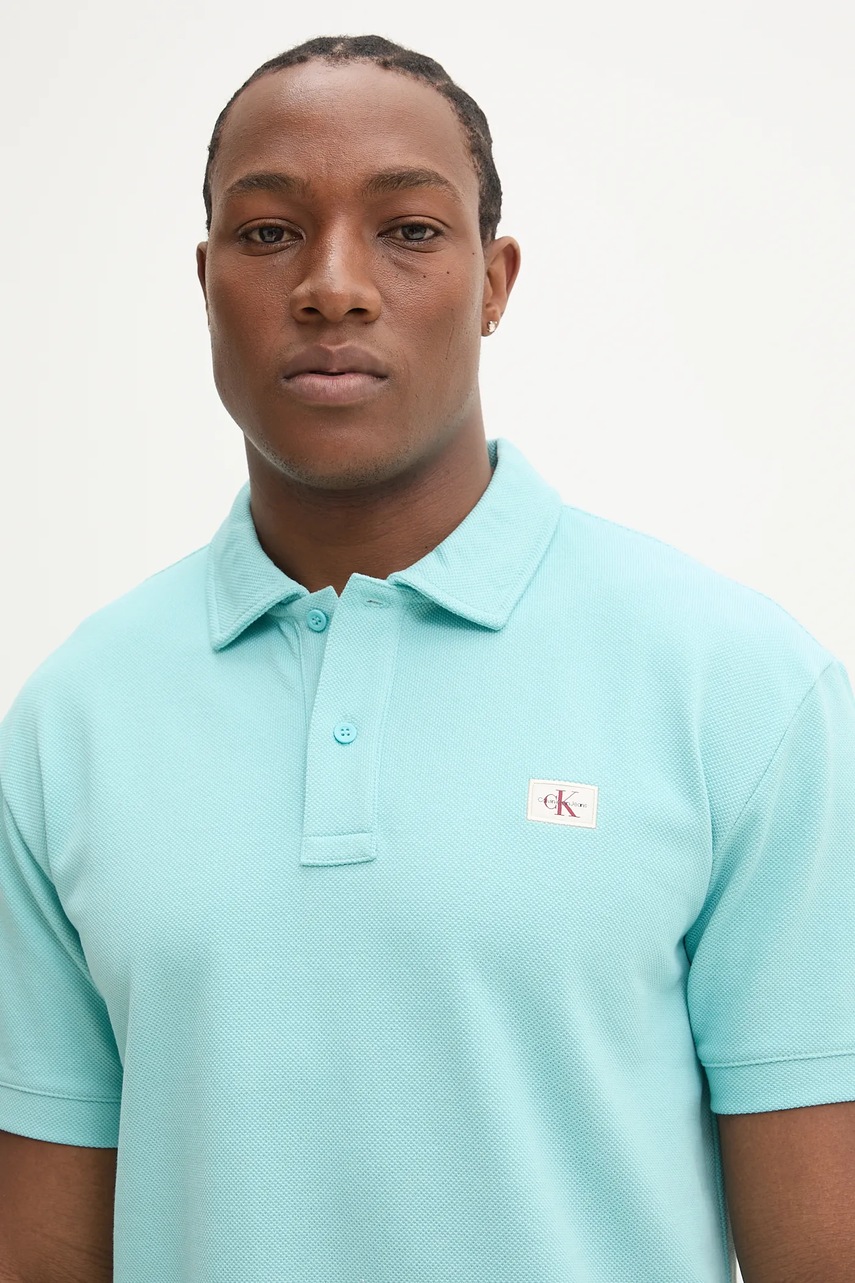 Поло Calvin Klein Jeans мужское цвет бирюзовый однотонное J30J327040