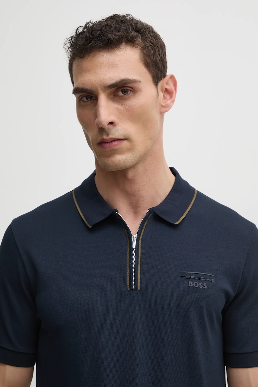 BOSS tricou polo barbati, culoarea albastru marin, cu imprimeu, 50531463 BOSS tricou polo barbati, culoarea albastru marin, cu imprimeu, 50531463