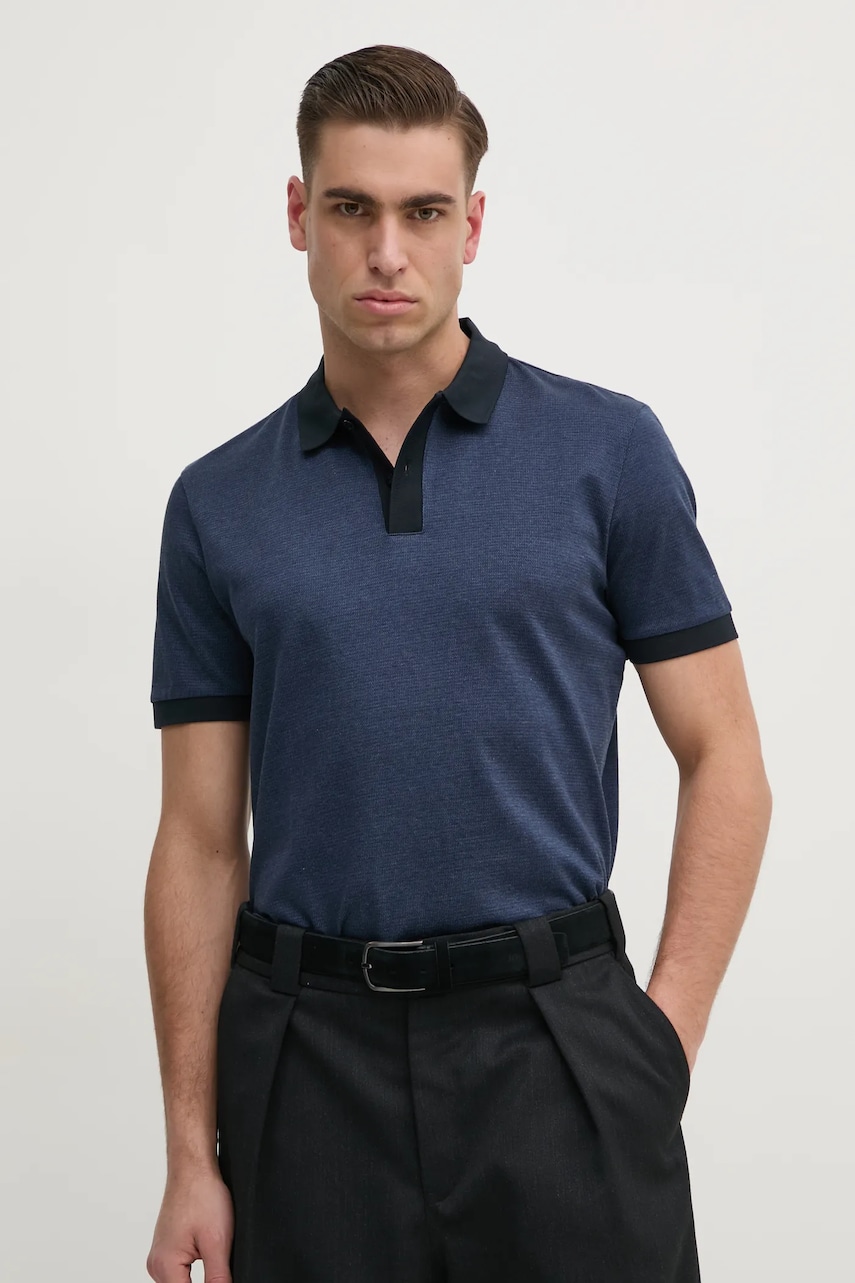 BOSS polo de bumbac barbati, culoarea albastru marin, modelator, 50532246 BOSS polo de bumbac barbati, culoarea albastru marin, modelator, 50532246