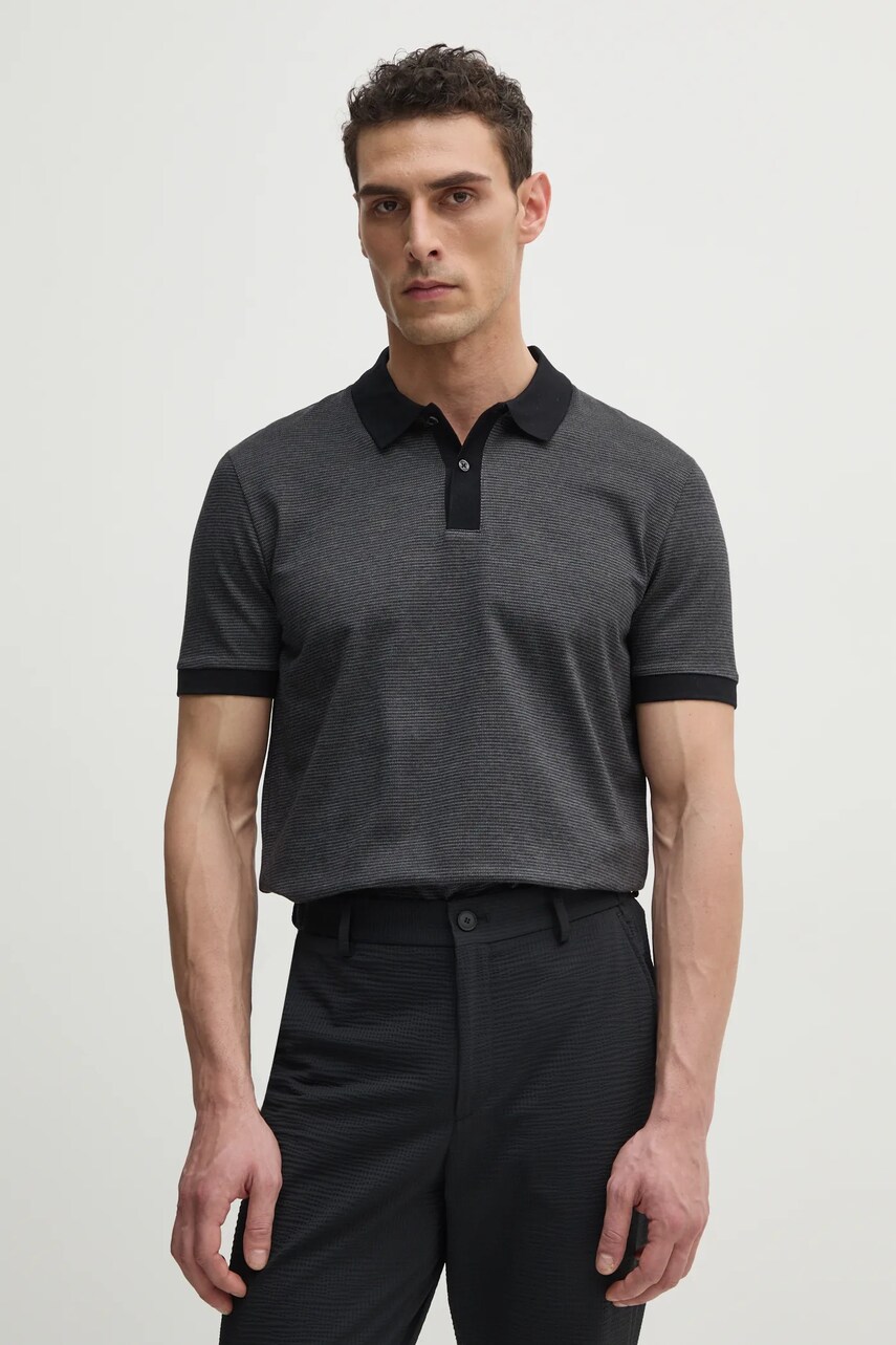 Levně Bavlněné polo tričko BOSS černá barva, 50532246