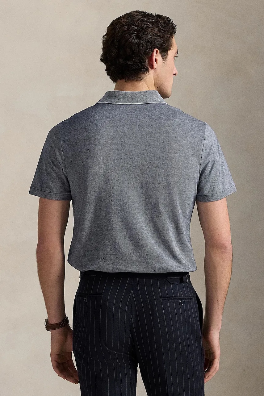 Хлопковое поло Polo Ralph Lauren цвет синий однотонное 710956819 Хлопковое поло Polo Ralph Lauren цвет синий однотонное 710956819