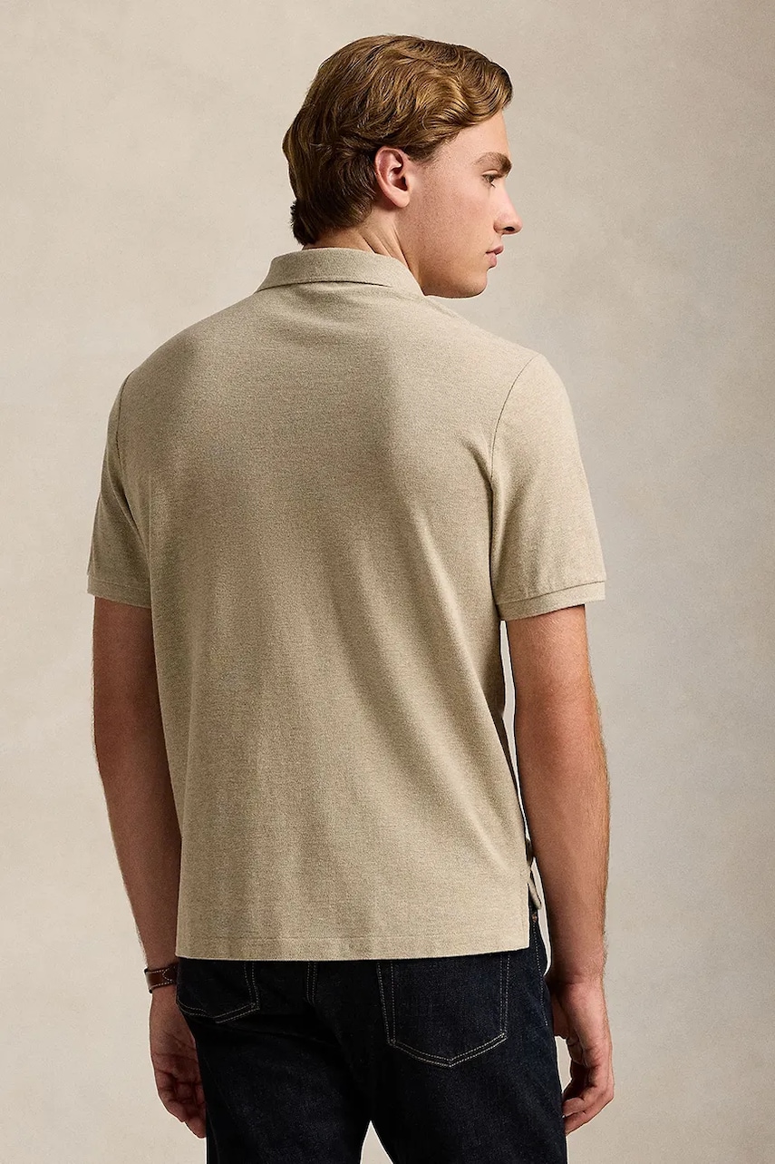 Хлопковое поло Polo Ralph Lauren цвет бежевый однотонное 710958776 Хлопковое поло Polo Ralph Lauren цвет бежевый однотонное 710958776
