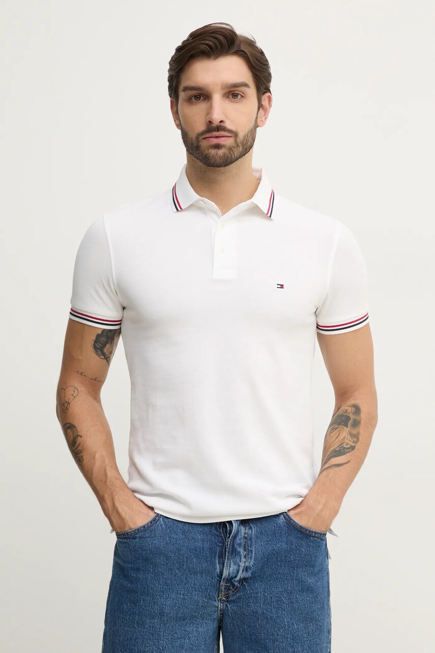 Levně Polo tričko Tommy Hilfiger béžová barva, MW0MW37346