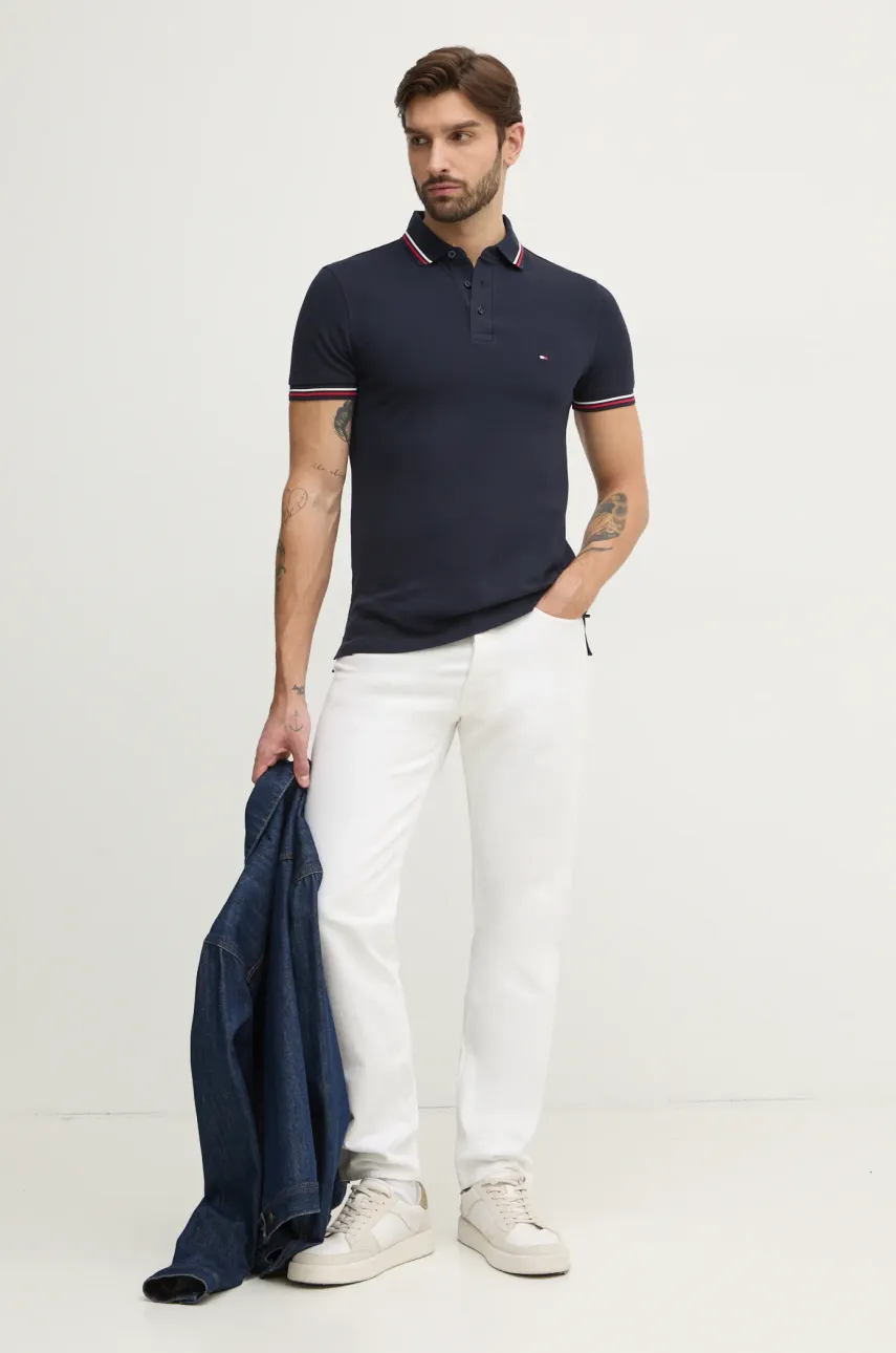 Поло Tommy Hilfiger мужское цвет синий однотонное MW0MW37346 Поло Tommy Hilfiger мужское цвет синий однотонное MW0MW37346