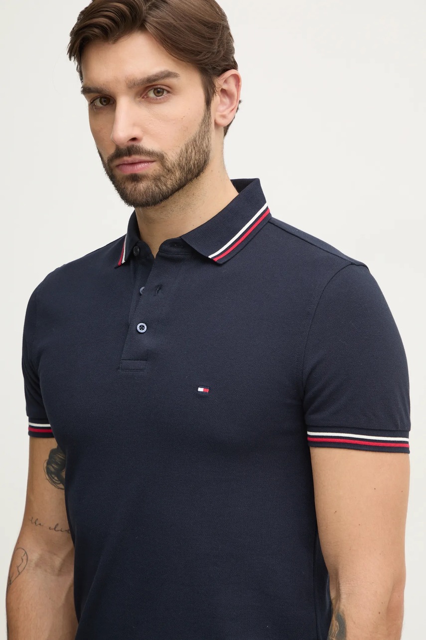 Поло Tommy Hilfiger чоловіче колір синій однотонне MW0MW37346 