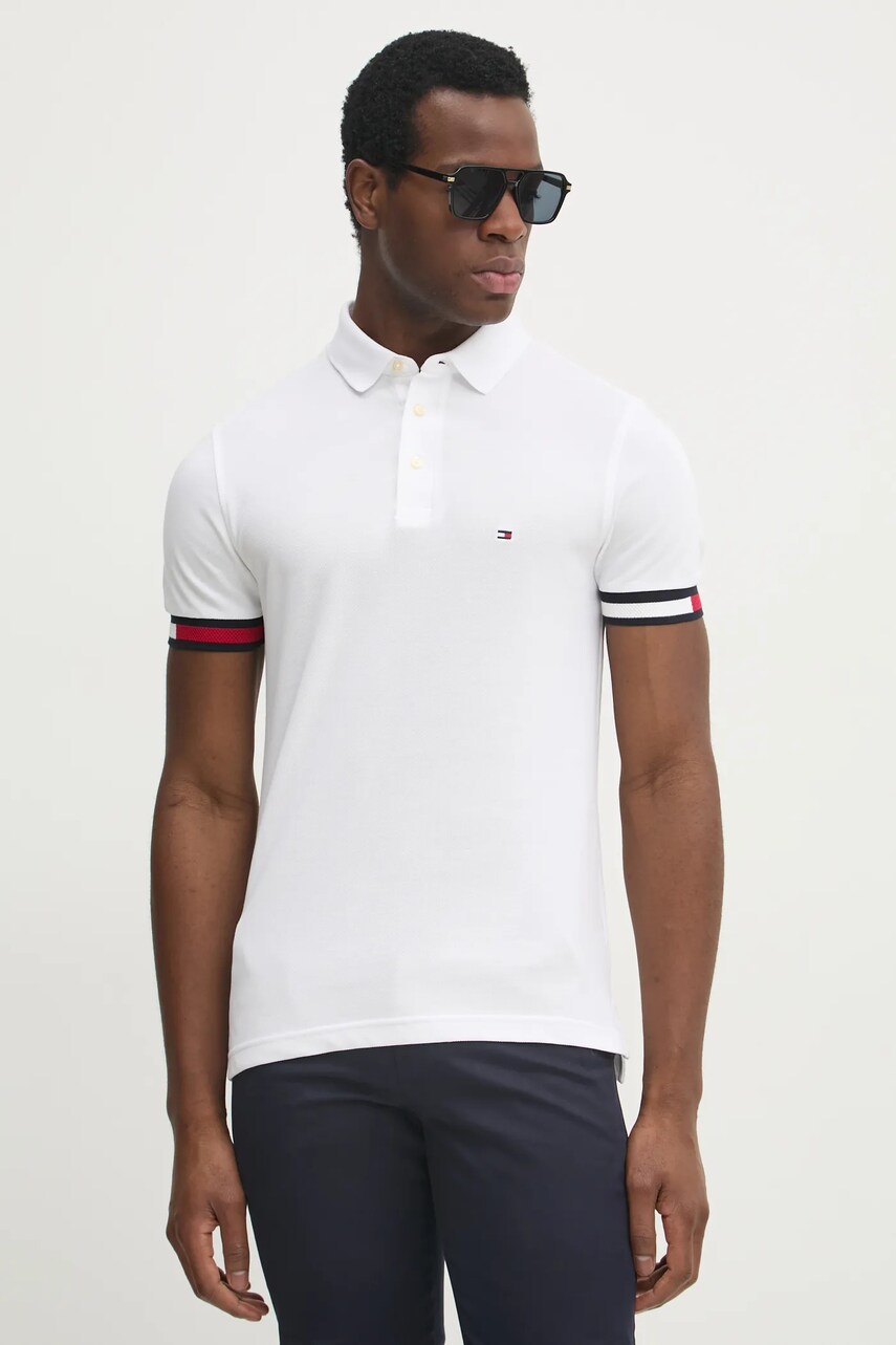 Levně Polo tričko Tommy Hilfiger bílá barva, s aplikací, MW0MW37518