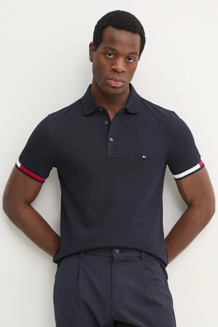 Levně Polo tričko Tommy Hilfiger tmavomodrá barva, s aplikací, MW0MW37518