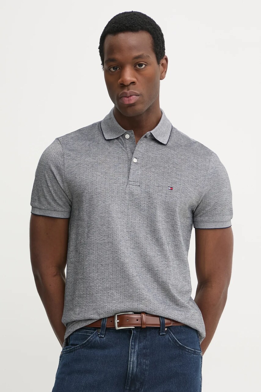 Levně Bavlněné polo tričko Tommy Hilfiger šedá barva, MW0MW37525