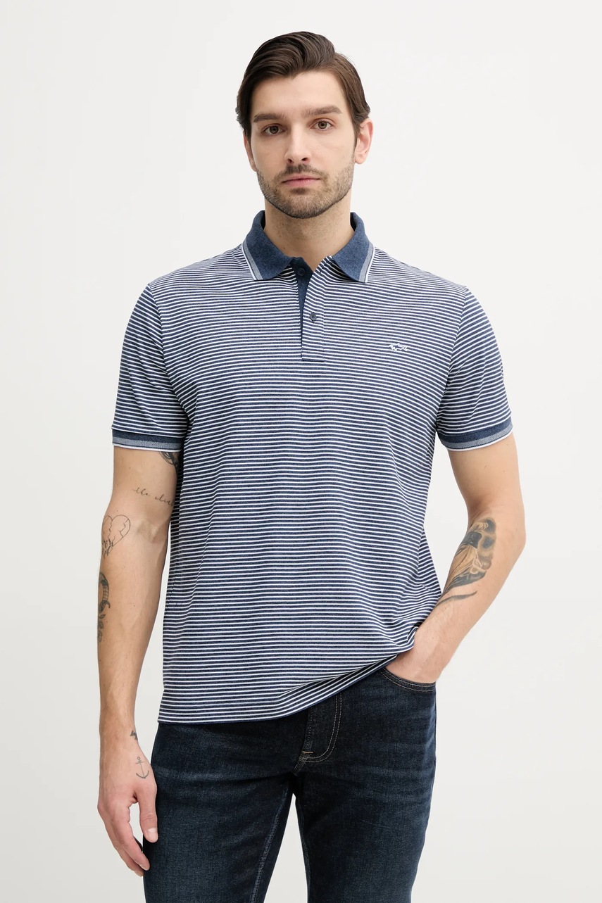 Levně Bavlněné polo tričko Paul&Shark tmavomodrá barva, 25411226