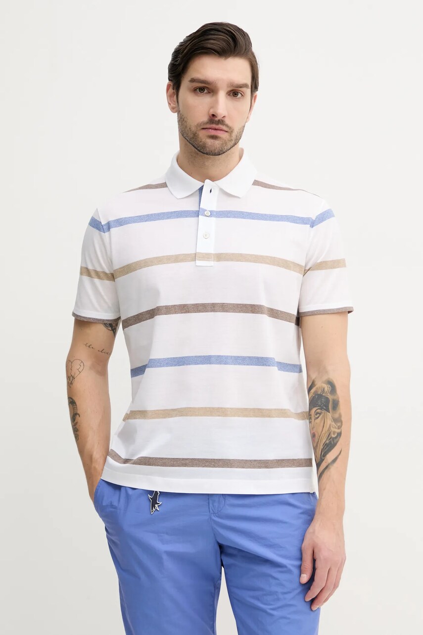 Paul&Shark polo de bumbac culoarea alb, modelator, 25411227
