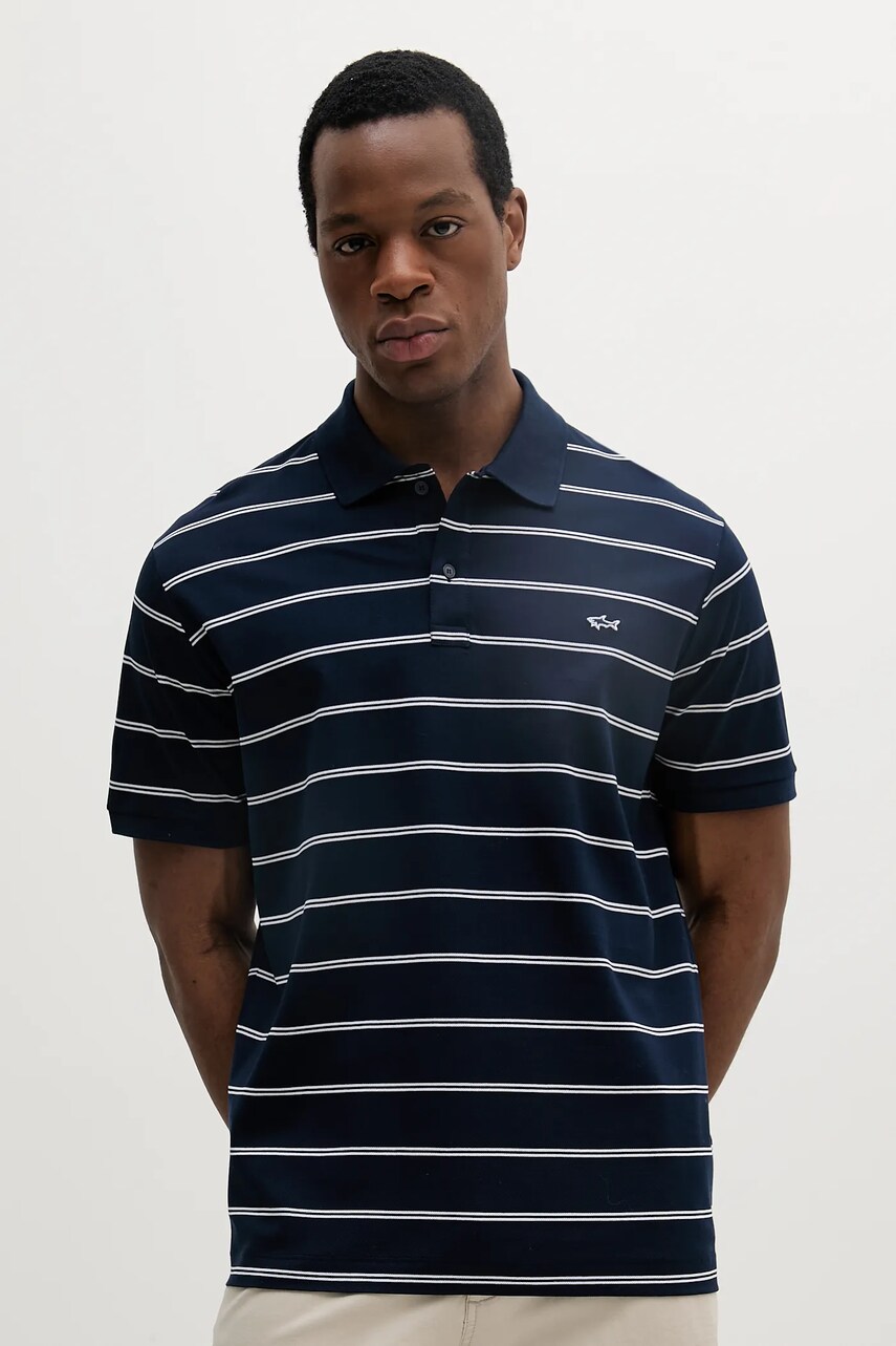Paul&Shark polo de bumbac culoarea albastru marin, cu imprimeu, 25411304