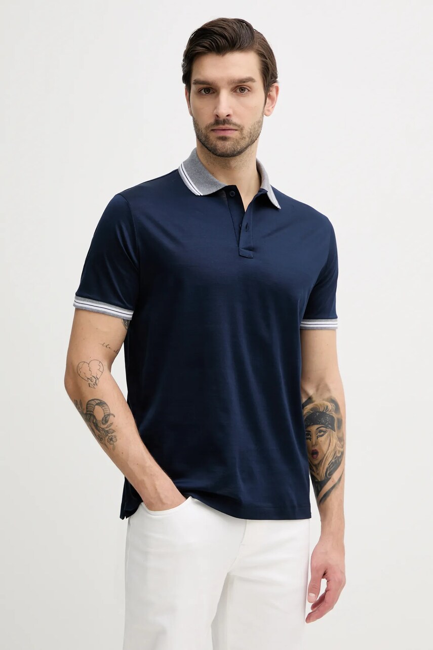 Levně Bavlněné polo tričko Paul&Shark tmavomodrá barva, 25411310