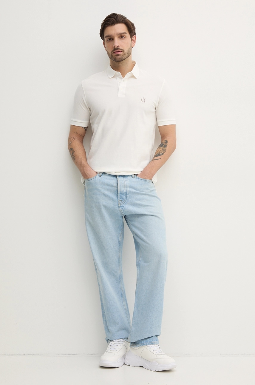 Хлопковое поло Armani Exchange цвет белый однотонное XM000367 AF13022 Хлопковое поло Armani Exchange цвет белый однотонное XM000367 AF13022