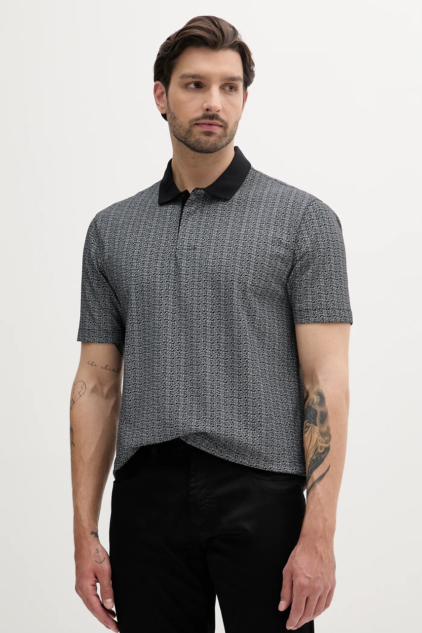 Armani Exchange tricou polo culoarea negru, cu imprimeu, XM000736 AF10819