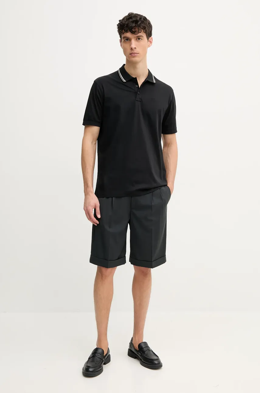 Хлопковое поло Armani Exchange мужское цвет чёрный с принтом XM000466 AF10337 Хлопковое поло Armani Exchange мужское цвет чёрный с принтом XM000466 AF10337