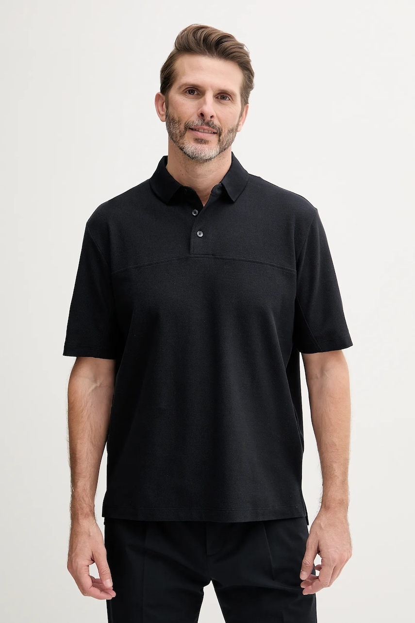 Armani Exchange polo de bumbac culoarea bleumarin, uni, XM000357 AF12758