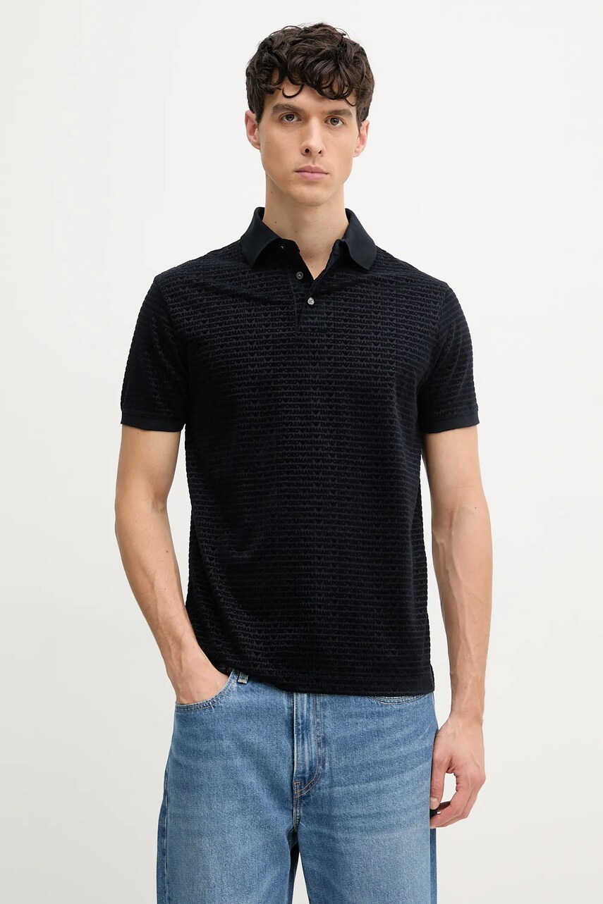 Emporio Armani tricou polo barbati, culoarea albastru marin, modelator, EM001283 AF10017