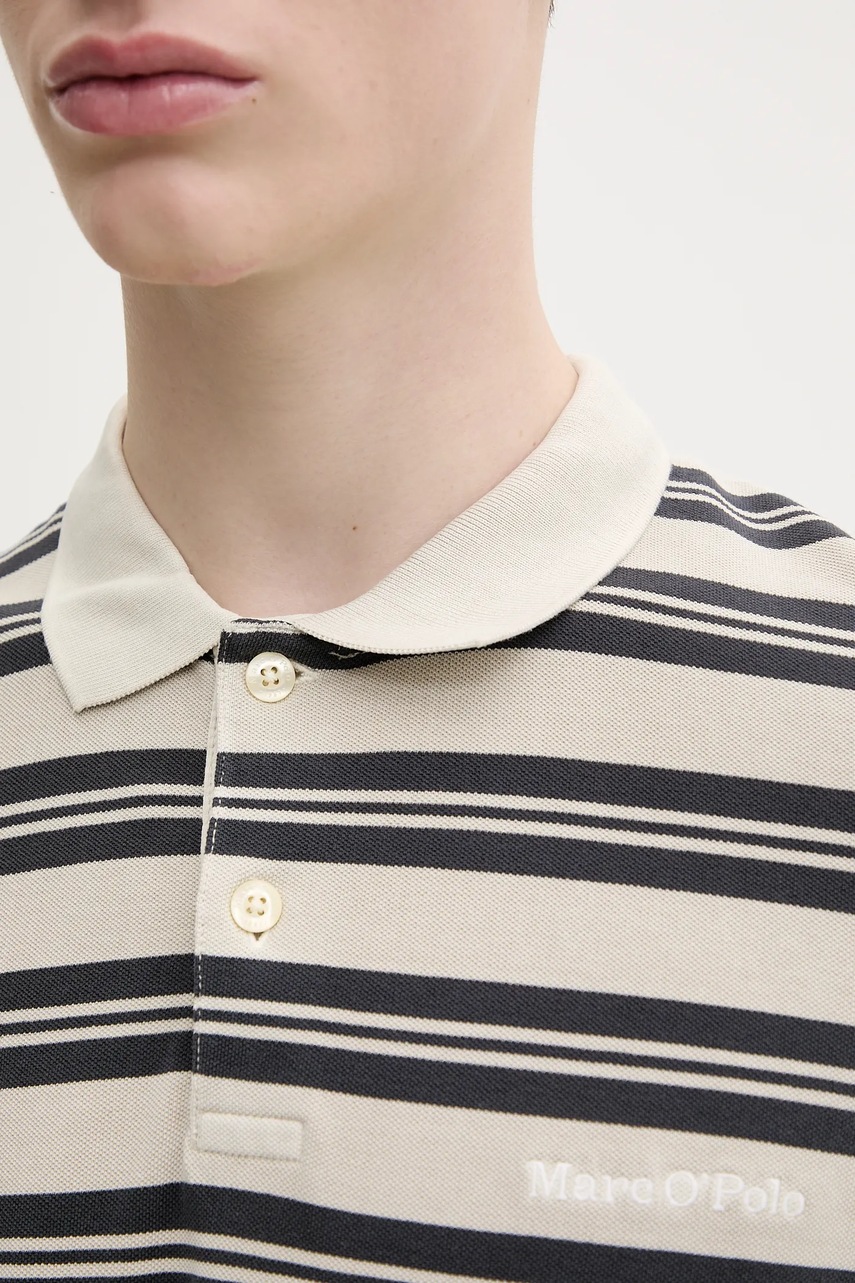 Βαμβακερό μπλουζάκι πόλο Marc O'Polo ανδρικό, χρώμα: μπεζ, 522206853040 φωτογραφία